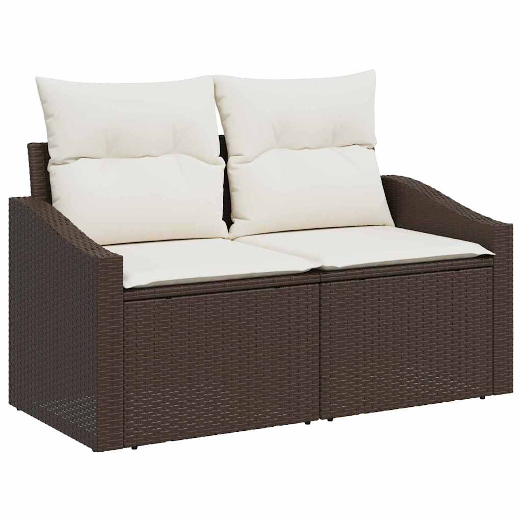 Garten-Sofa-Set mit Kissen mit Speicher 8 pcs Braun Poly Rattan